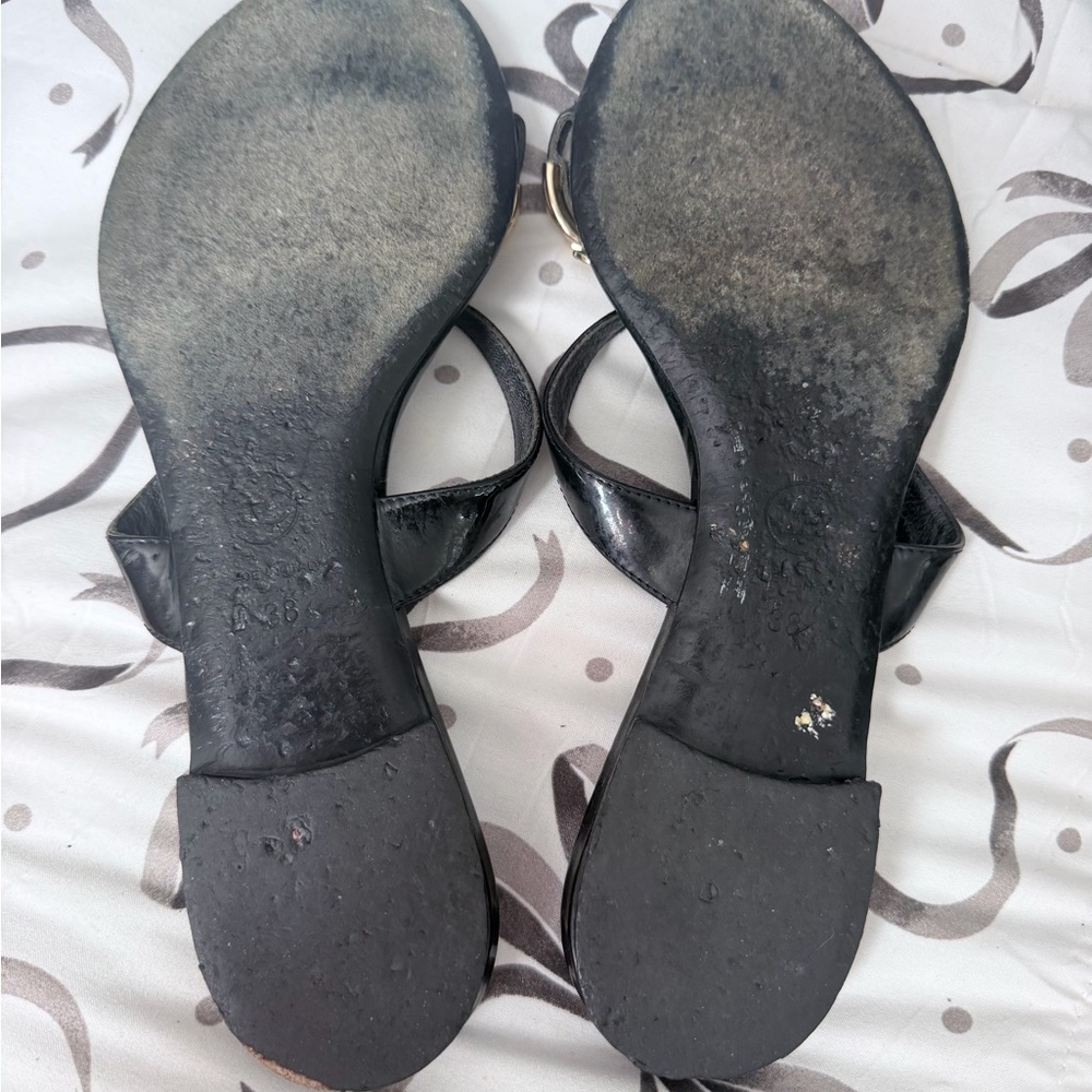 CHANEL Black Patent Leather Slide Sandals - Picture 10 of 12